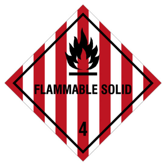 Etikette Gefahrgutklasse 4.1 Gefahrhinweis Flammable Solid/ Brennbarer Feststoff
