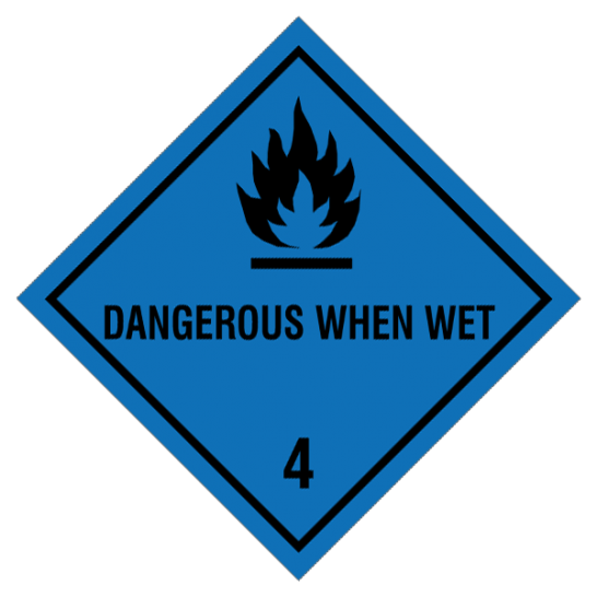 Etikette Gefahrgutklasse 4.3 Gefahrhinweis Dangerous when wet/ Gefährlich bei Nässe