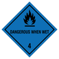 Etikette Gefahrgutklasse 4.3 Gefahrhinweis Dangerous when wet/ Gefährlich bei Nässe