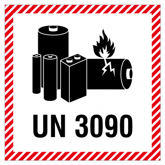 Etikette Lithiumbatterien UN 3090, 100 x 100mm