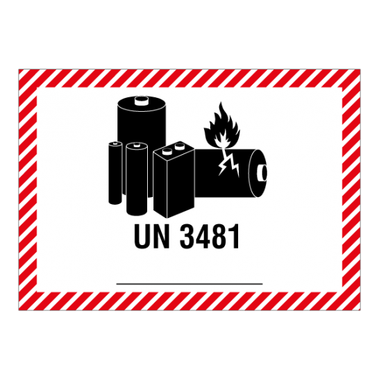 Etikette Lithiumbatterien UN 3481, 105 x 74mm