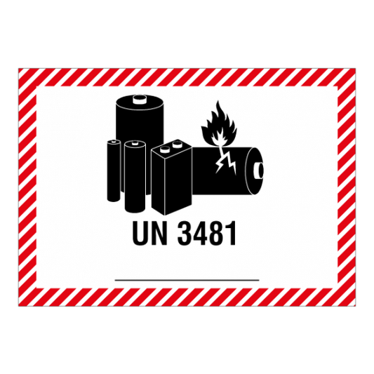 Etikette Lithiumbatterien UN 3481, 105 x 74mm